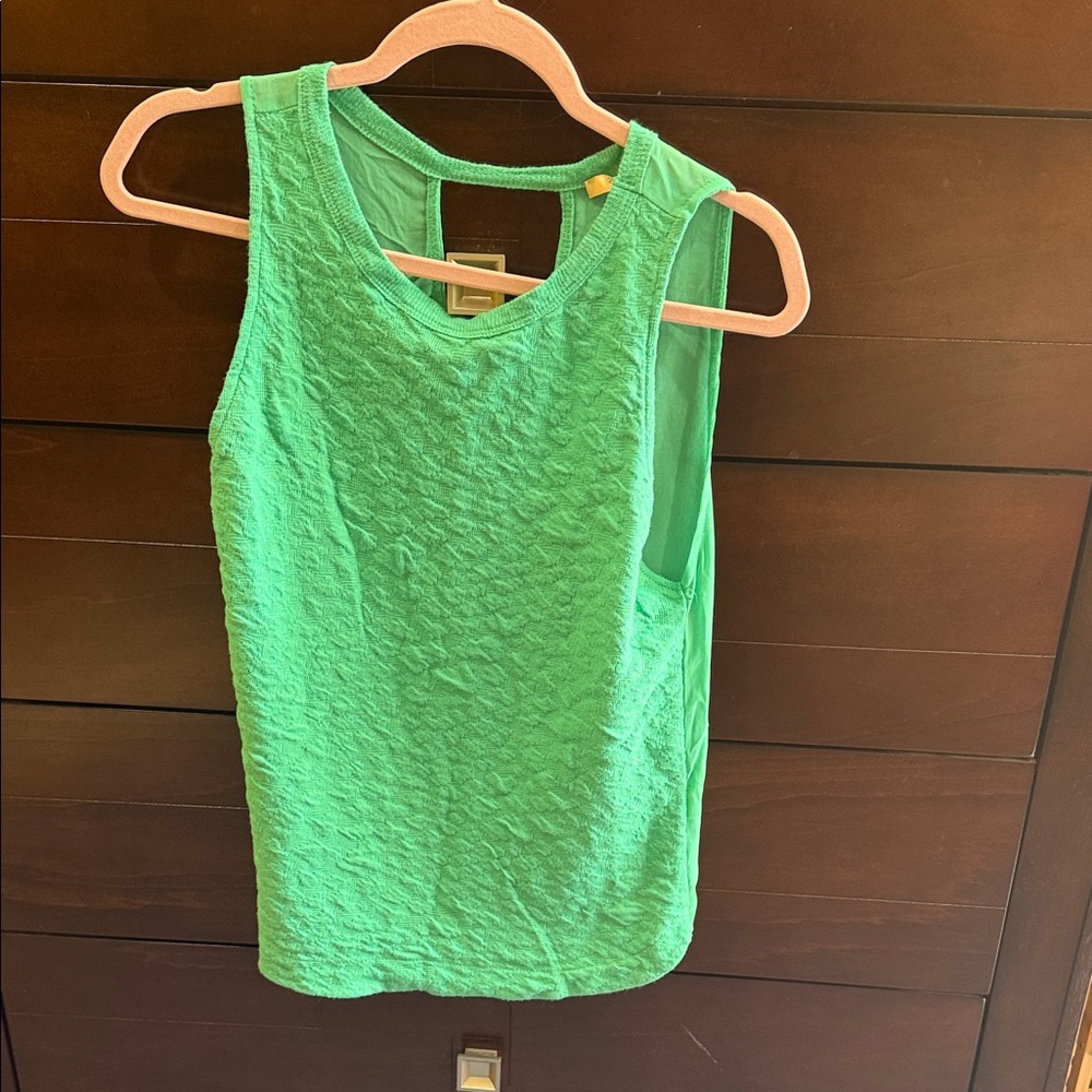 Zara Bright Green Textured Sleeveless Tank Top